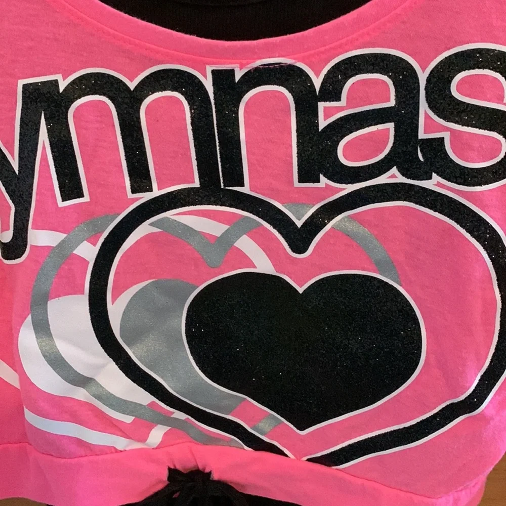 EUC Justice Twofer Top with Glitter Gymnast Graphic • Girls Size 10